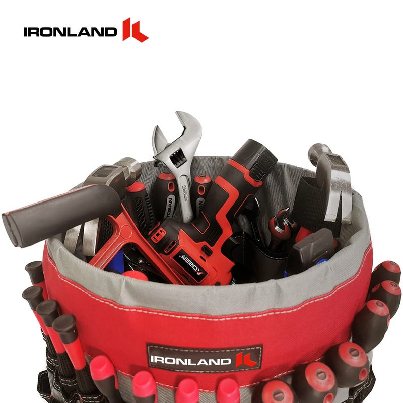 IRONLAND Bucket Tool Organizer Fit 3.5-5 Gallon Bucket, 51 Pockets, Bucket Tool Caddy Organization for Garden, Construction, Carpenter, Electrician, Welding, Builder Red & Black - Image 4